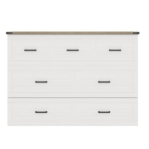 English Elm Murphy Full-Size Cabinet Bed with Built-In Charging Station, Storage Drawer & 700lb Capacity Comfort White 57.25 L x 27 W x 6 H N733S293997W