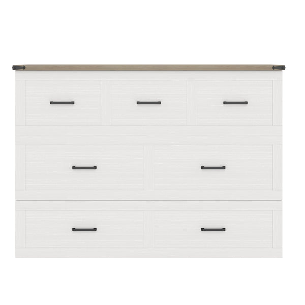 English Elm Murphy Full-Size Cabinet Bed with Built-In Charging Station, Storage Drawer & 700lb Capacity Comfort White 57.25 L x 27 W x 6 H N733S293997W
