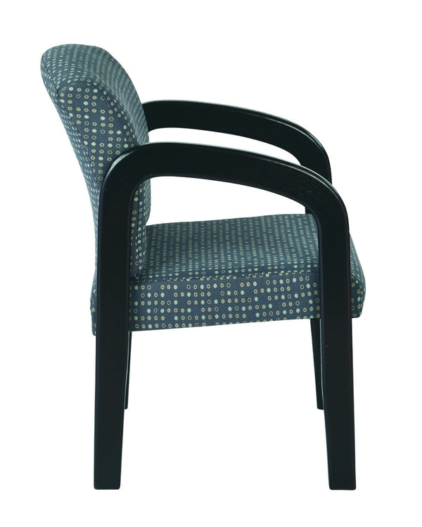 OSP Home Furnishings Espresso Wood Frame Office Visitor Chair with Lumbar Support and Ash Fabric Upholstery WD388-K102