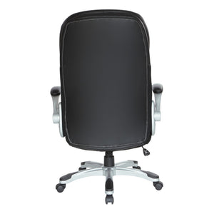 OSP Home Furnishings Bonded Leather Executive Office Chair with Lumbar Support and Ergonomic Adjustable Seat Silver ECH620636-EC3