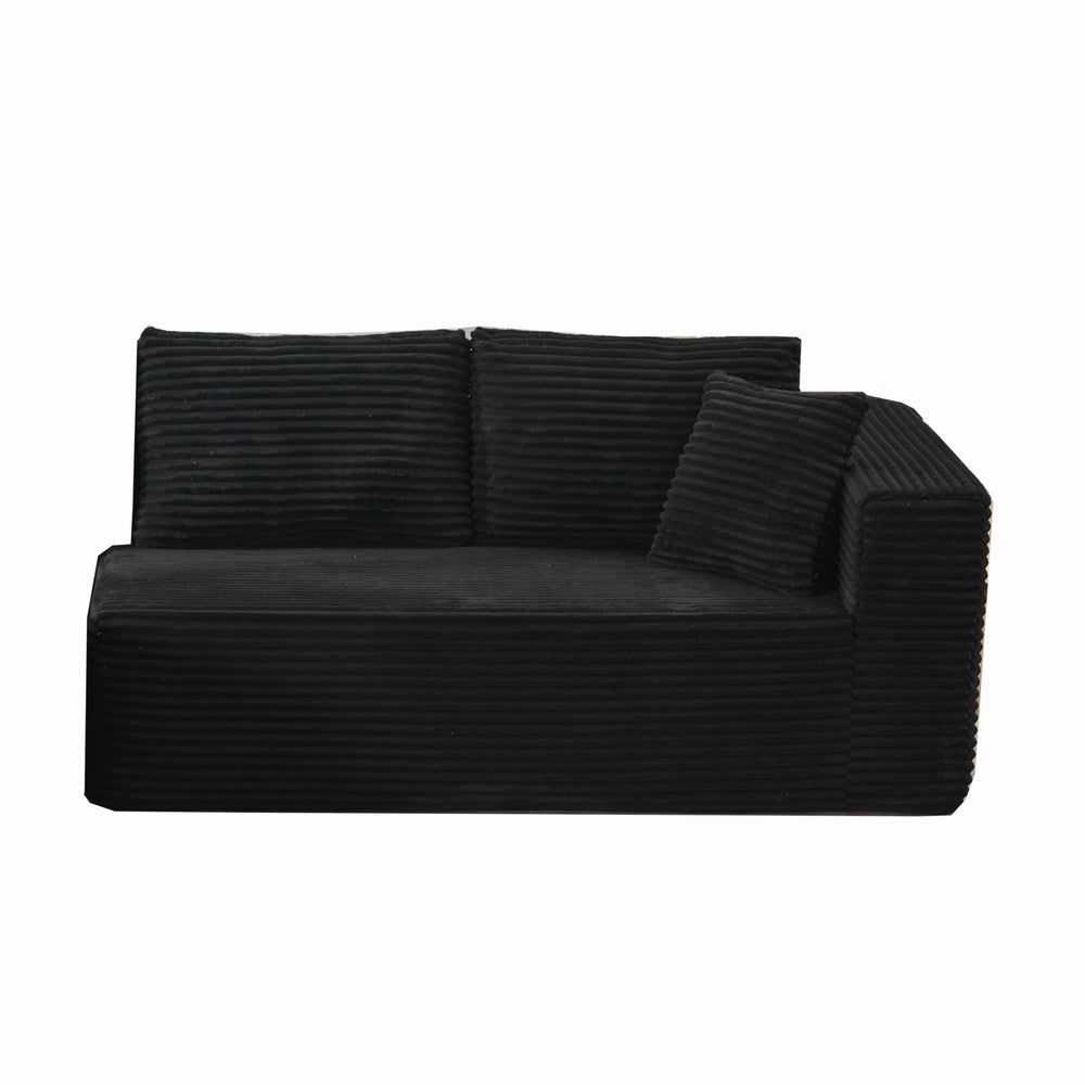 English Elm Modular Sectional Couches For Living Room: Customizable L-Shaped Comfort In Soft Black Corduroy W1143P313188