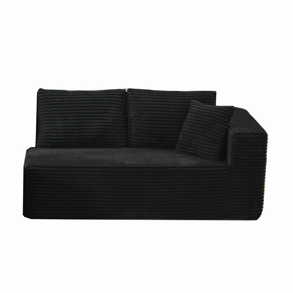 English Elm Modular Sectional Couches For Living Room: Customizable L-Shaped Comfort In Soft Black Corduroy W1143P313188
