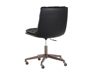 Sunpan Stinson Office Chair - Luxurious Comfort With Antique Brass Base And Easy Mobility For Your Workspace Black Faux Leather 111971