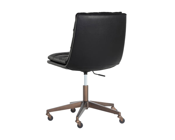 Sunpan Stinson Office Chair - Luxurious Comfort With Antique Brass Base And Easy Mobility For Your Workspace Black Faux Leather 111971