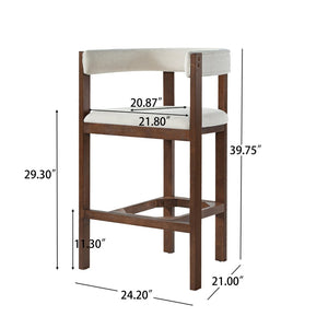 English Elm Bar Stools Set of 2 Rubberwood Barrel Back Counter Height Kitchen Island Seating Beige N771P375076D