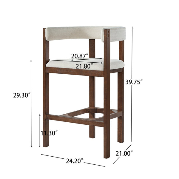 English Elm Bar Stools Set of 2 Rubberwood Barrel Back Counter Height Kitchen Island Seating Beige N771P375076D