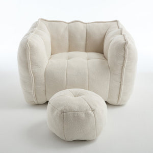 English Elm Soft Bean Bag Chair With High-Resilience Foam Chips & Footstool – Ideal For Gaming, Reading, Relaxing W1996P309477-GIGA