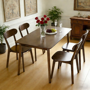 English Elm Solid Wood Walnut Rectangular Dining Table Mid Century Modern for Small Spaces W3204P465631