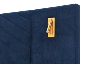 English Elm King Modern Floating Bedside Tables with LED Lights, Crossed Metal Legs & Single Drawer Storage, Durable Wood Blue W1793S00011