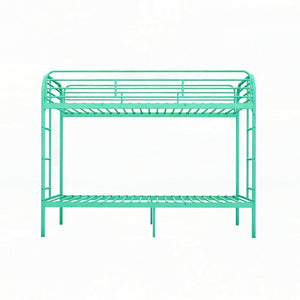 English Elm Metal Twin Over Bunk Bed Heavy Duty Frame Dual Ladder Kids Shared Room Green W3752P412391