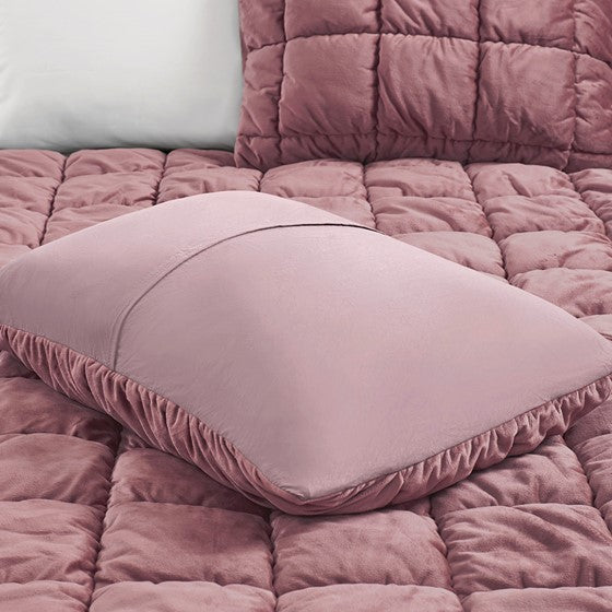 English Elm Twin Plush Velvet Comforter Set with Box Quilting & Down Alternative Fill for Cozy Sleep Retreat Pink 22.05 L x 19.68 W x 11.02 H B035P203237