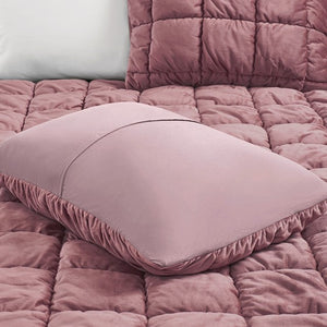 English Elm King Plush Velvet Comforter Set King Size with Down Alternative Fill, Box Quilting, Luxurious Softness Pink 22.05 L x 19.68 W x 16.93 H B035P203239