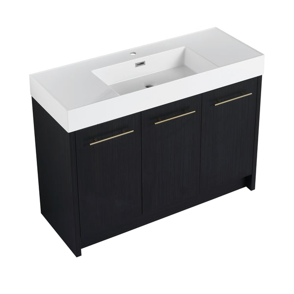 English Elm 48 Inch Freestanding Bathroom Vanity With Modern Resin Sink, Soft-Close Doors & Ample Storage Space W999S00180