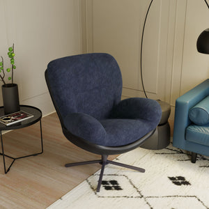 English Elm Christopher Knight Home® - 360° Swivel Office Chair Chenille and Faux Leather Accent with Metal Base, Ergonomic Plush Seating for Home and Office Black,Navy Blue N817P205024B