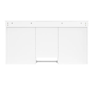 English Elm 55 Inch Wall Mount Medicine Cabinet Dual Mirrored Doors Soft Close Bathroom Vanity Storage N710P401336K