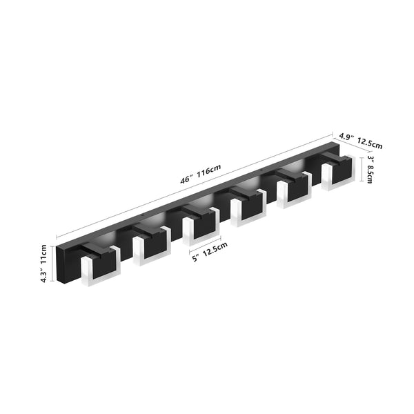 English Elm LED Black 6-Light Modern Vanity Light Matte Black Acrylic Bathroom Fixture Dimmable 36W 6000K Hard-Wired W2312P374945