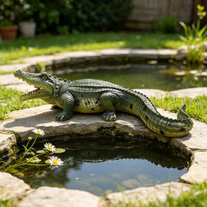 English Elm 23" Resin Crocodile Garden Statue Weatherproof Wildlife Sculpture for Pond and Patio W5709P462880