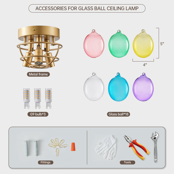 English Elm Colorful 15" Glass Bubble Ceiling Light Multicolor Swirled Pendant with Gold Base, Cozy Dimmer-Friendly Fixture W2869P218648