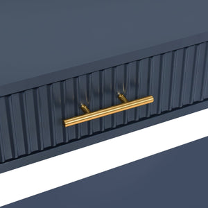 English Elm U_STYLE 60" Painted Console Table with 3 Drawers and Lower Shelf, Sturdy MDF Entryway Organizer Navy Blue N711P190531V