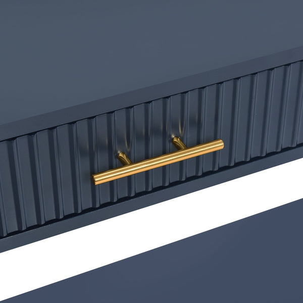 English Elm U_STYLE 60" Painted Console Table with 3 Drawers and Lower Shelf, Sturdy MDF Entryway Organizer Navy Blue N711P190531V