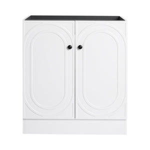 English Elm 30" Modern Freestanding Bathroom Vanity with Integrated Basin, Adjustable Shelf & 3 Metal Handles White W999P241065