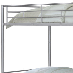 English Elm Silver Twin Over Twin Metal Bunk Bed with Ladder, Convertible Hybrid Design, Space-Saving 41.5"W x 78"D B2741P348883