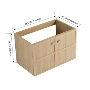 English Elm 30" Modern Wall-Mounted Bathroom Vanity Cabinet, Oak Plywood Finish, 2 Soft-Close Doors, Hardware Included W1972P265284
