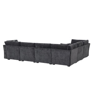 English Elm Christopher Knight Home® - 7-Piece Reversible Modular Corner Sectional In Chic Black Fabric - Versatile Seating For Modern Homes N771P345839_N771P345840_N771P345841_N771P345842H