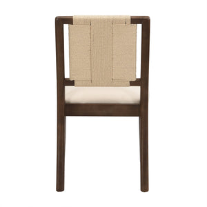 English Elm Christopher Knight Home® - Upholstered dining chair with woven rope backrest set of 2 - elegant curved weave, sturdy rubberwood frame and easy assembly Beige,Walnut N771P361494T
