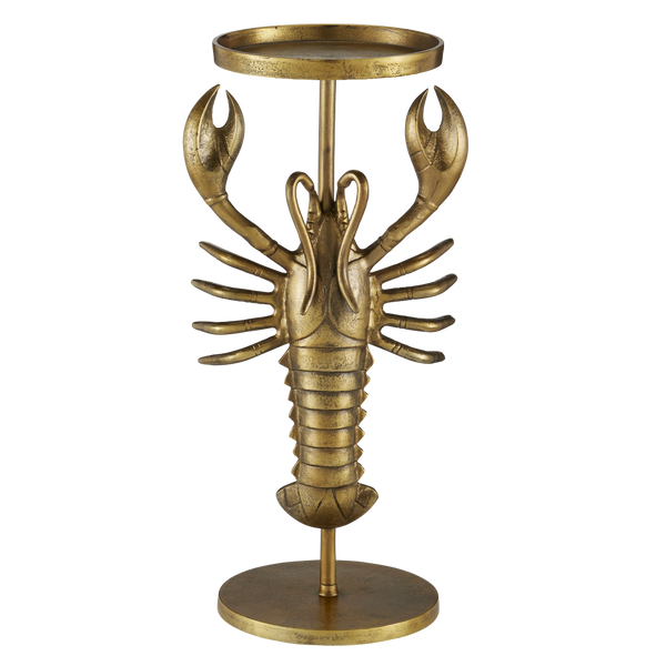 Georgetown Brass Drinks Table: Whimsical Lobster Accent for Coastal Homes, Perfect for Happy Hour!