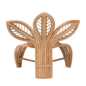 English Elm Modern Rattan Openwork Leaf Accent Chair Bohemian Sculptural Seat for Living Room B2750P467688