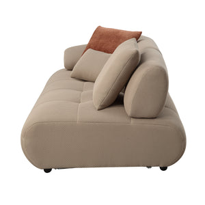 English Elm Carrick 3‑Piece Beige Sandwich Mesh Sectional Sofa with Ottoman — Chenille Accents, KD Legs, Foam Comfort B2726S00395