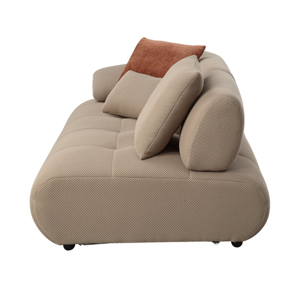 English Elm Carrick 3‑Piece Beige Sandwich Mesh Sectional Sofa with Ottoman — Chenille Accents, KD Legs, Foam Comfort B2726S00395