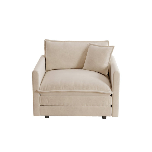 English Elm Comfy Deep Seat Chenille Armchair with Solid Wood Frame for Reading Lounging W714S00887