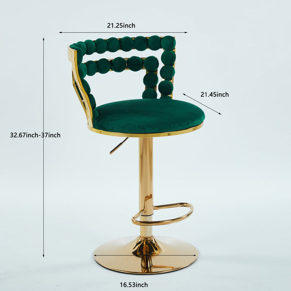 English Elm Modern Bar chair with plush fabric seat and powder-coated metal frame, elegant contemporary comfort for dining, cafe, living spaces Green W234P218162
