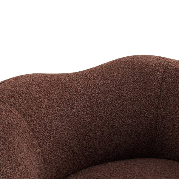 English Elm Wooden Bentwood Base Bouclé Barrel Swivel Chair for Living Room Reading Nook N776P359106D