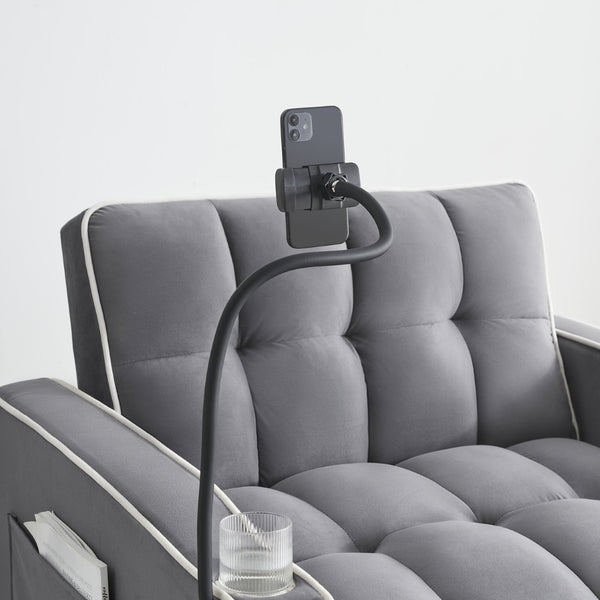 English Elm 1 Velvet Convertible Sleeper Sofa with Usb Port Adjustable Back and Rolling Casters Dark Gray W2564P462077