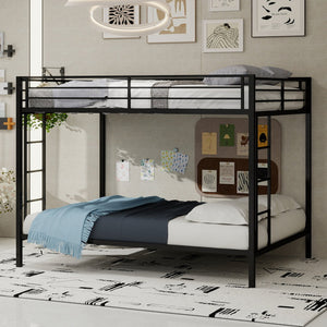 English Elm Multi Square Tube Iron Bunk Bed Full over Full, Black Sturdy Metal Frame, Dual Ladders, Space‑Saving Dorm Solution W1935P360909