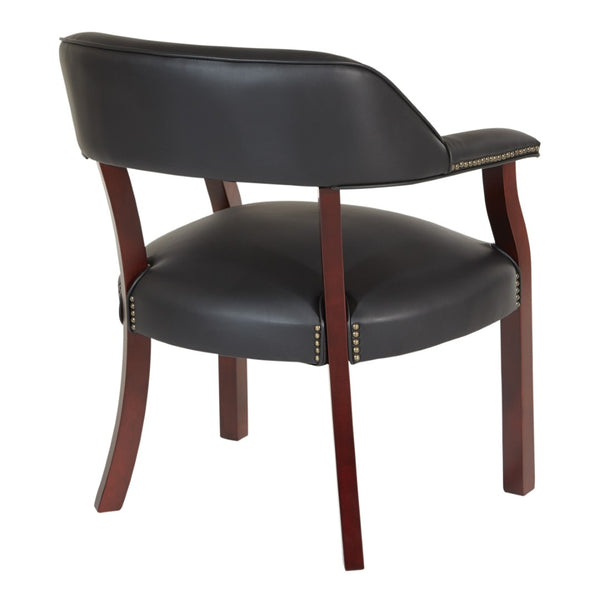 OSP Home Furnishings Traditional Guest Chair with Brass Nailhead Trim and Mahogany Frame for Office Use TV230-3