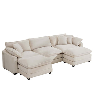 English Elm Oversized Modular Cushion Sofa: Luxurious U-Shaped Sectional With Custom Ottomans For Ultimate Comfort W714S00778-GIGA