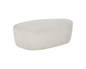 Sunpan Soraya Ottoman - Stylish Curved Design for Any Space, Elegant Upholstered Shape with Wooden Base Dove Cream