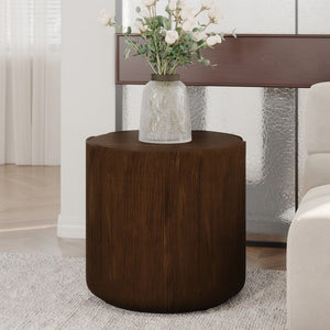 English Elm 19.29"h Tulip Mgo Round Accent Table Waterproof Wood Grain Finish Patio or Living Room Brown W757P387423
