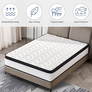 English Elm 12 Inch Full Size Hybrid Mattress - Ultimate Comfort With Memory Foam & Springs For Restful Sleep B347P405300