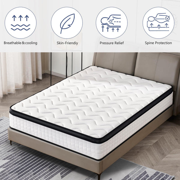 English Elm 12 Inch Full Size Hybrid Mattress - Ultimate Comfort With Memory Foam & Springs For Restful Sleep B347P405300