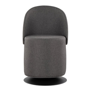 English Elm Finch Swivel Chair with Adjustable Backrest and Sleek Black Metal Frame, Armless Modern Accent Charcoal B202P223513