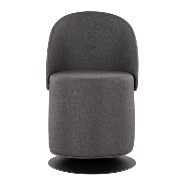English Elm Finch Swivel Chair with Adjustable Backrest and Sleek Black Metal Frame, Armless Modern Accent Charcoal B202P223513