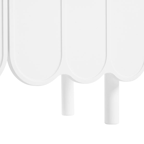 English Elm ON-TREND Cream Minimalist Shoe Cabinet with Wave Doors, Adjustable Shelves, Solid Pine Legs, Stylish Storage White N721P180695K