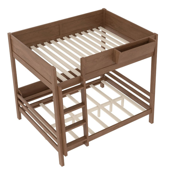 English Elm Full Pine Bunk Bed with Integrated Bookshelves Guardrails and Detachable Frame Wood W5316S00013