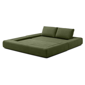 English Elm 81'' Corduroy Floor Sofa Convertible Loveseat Futon Sleeper with Foam Fill and Pillows Green W1117P459731