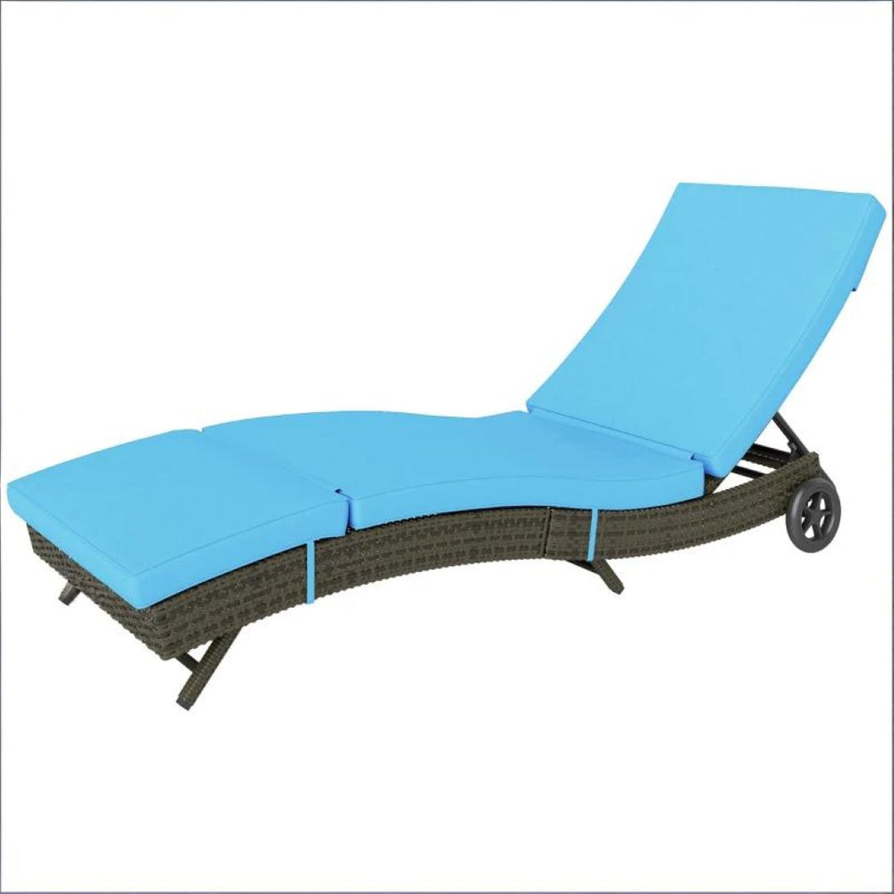 English Elm Outdoor Wicker Chaise Lounge with Pe Rattan Body Contouring Five Position Recline T3971P445370